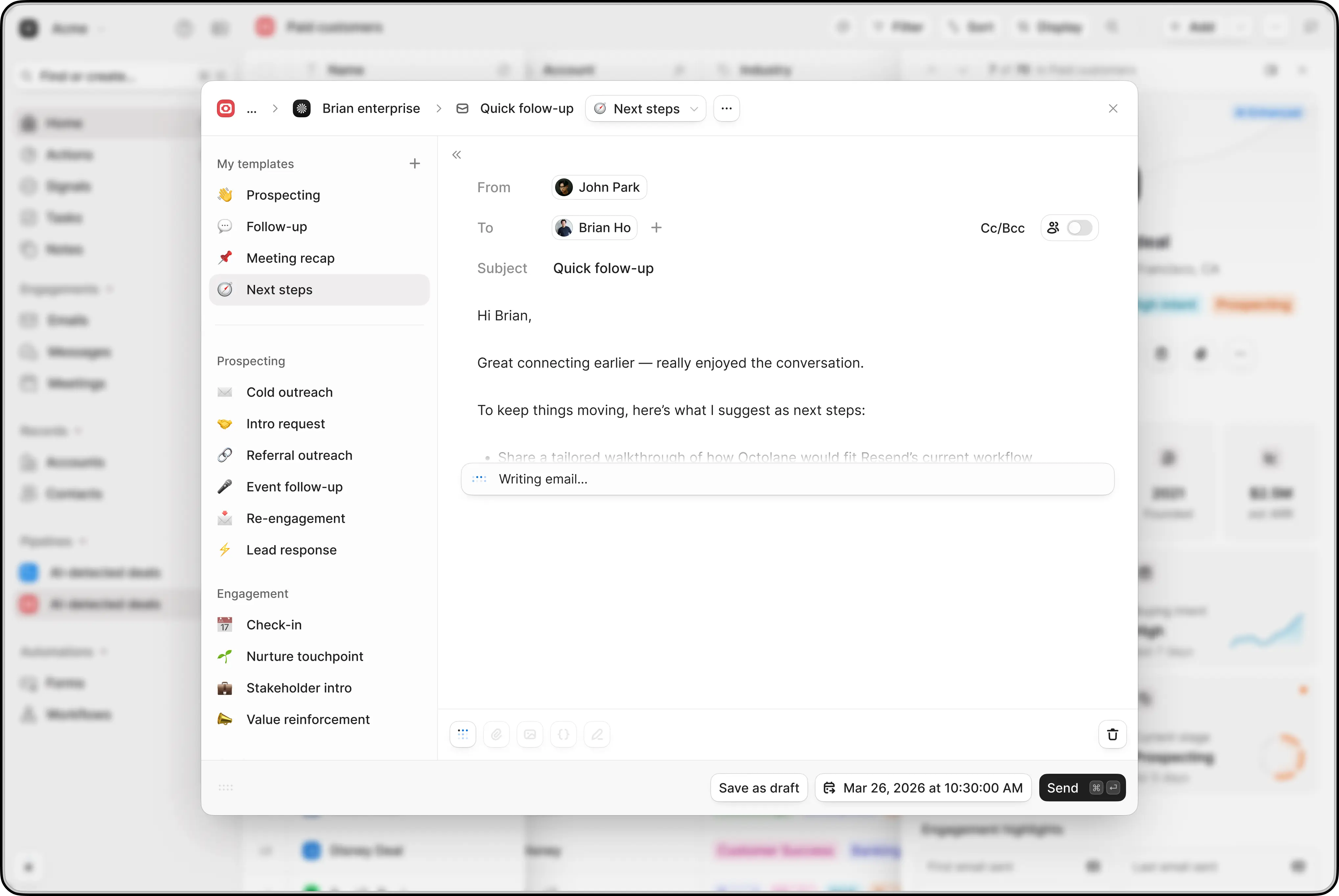 AI follow-ups composer screenshot